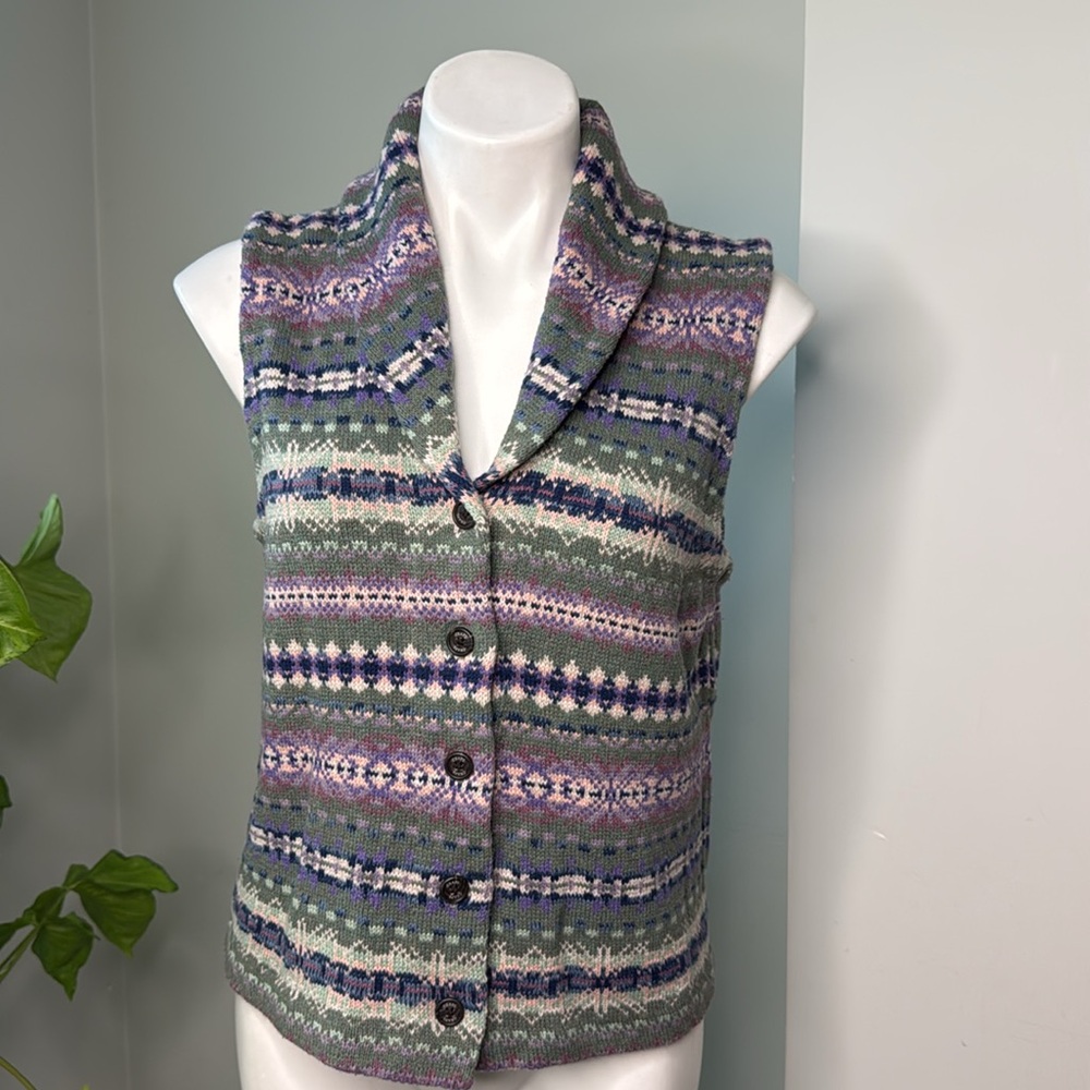 Chaps hues of purple cotton blend Sweater Vest size large